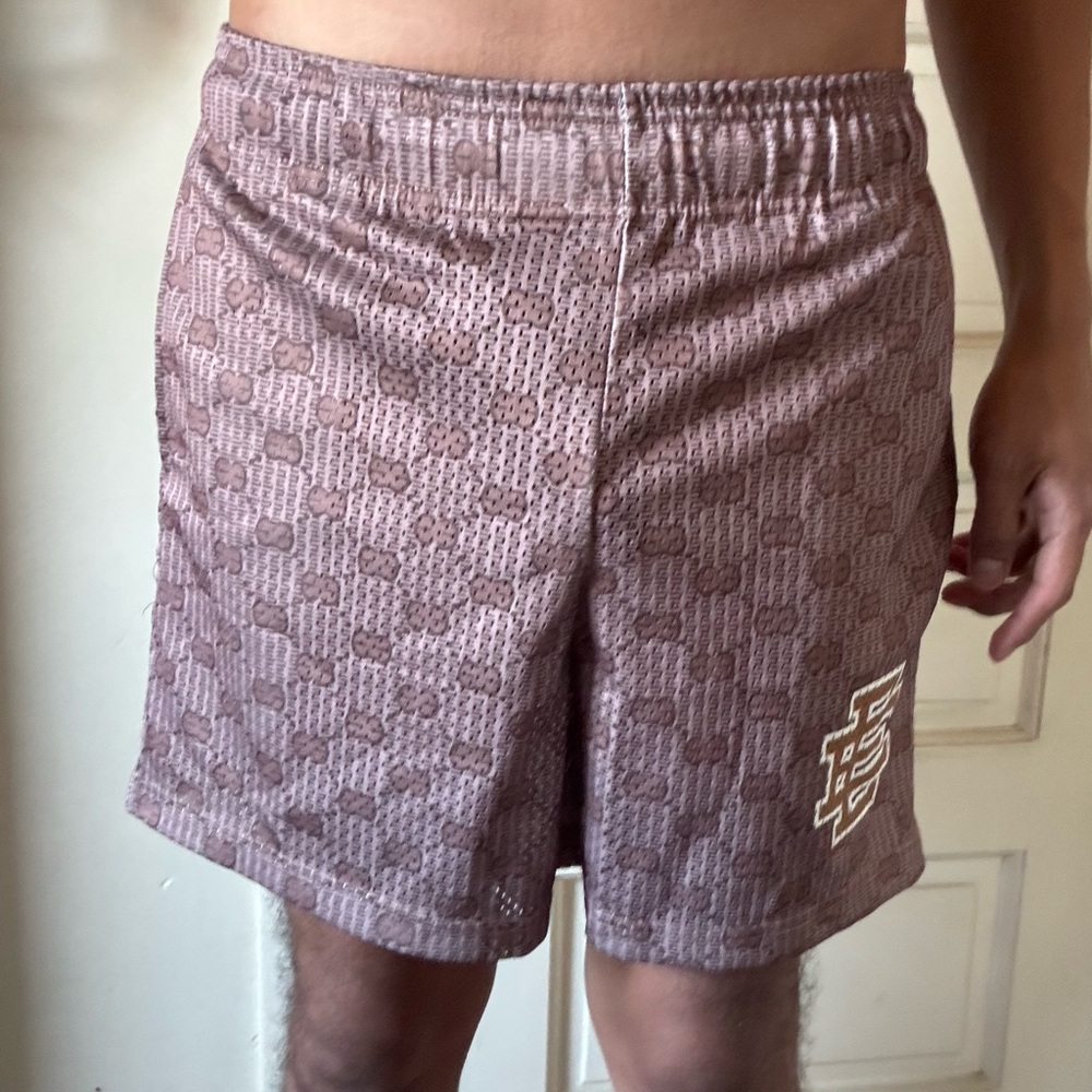 Gucci Men's Tan Patterned Athletic Shorts